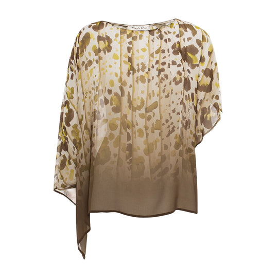 Camicia Donna Manila Grace Blusa Scatola Maculata Verde/Panna