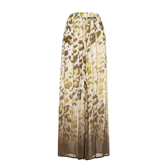 Pantalone Donna Manila Grace Pantapalazzo Maculato Verde/Panna