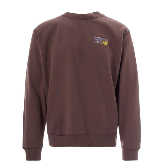 Felpa Uomo New Balance Premium Logo Crew Marrone
