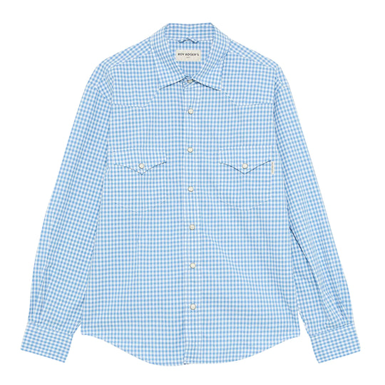 Camicia Donna Roy Roger'S Marty Vichy Western Bianco/Celeste