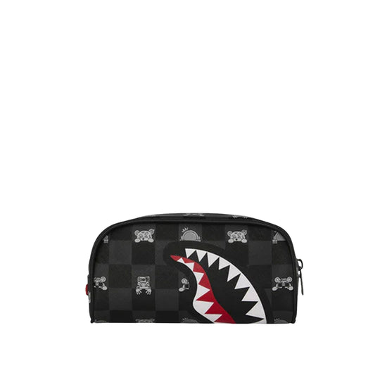 SPRAYGROUND Unisex GRAY PEEKING CHARACTER CHECK PENCIL POUCH - Black/White