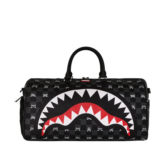 SPRAYGROUND Unisex sporttas GRAY PEEKING CHARACTER CHECK LARGE DUFFLE - Zwart/Wit