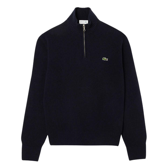 Men's Lacoste Carded Wool Zip Sweater Blue