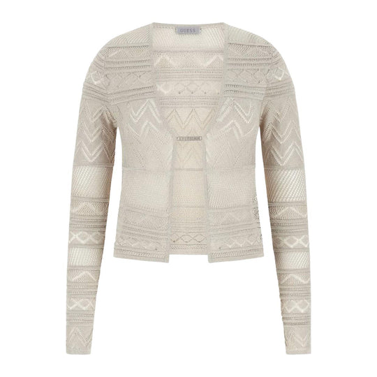 Damen Cardigan Guess Durchbrochener Strick Hellgrau