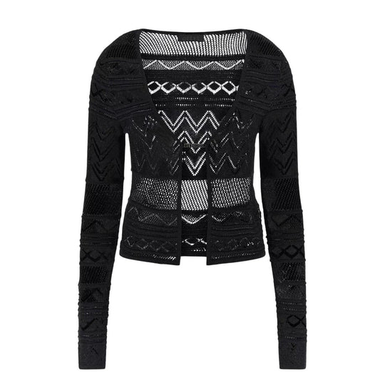 Women's Guess Cardigan Black Mesh Knit