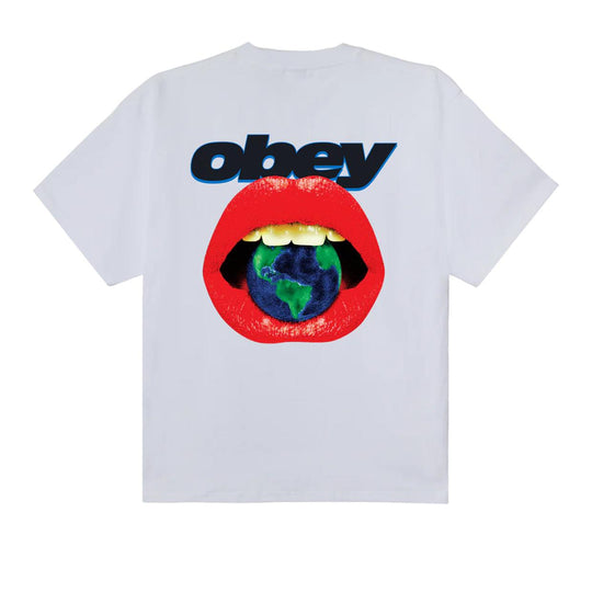 T-Shirt Uomo Obey Lips Bianco