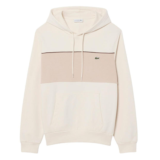 Felpa Uomo Lacoste Cappuccio Color Block Panna/Beige