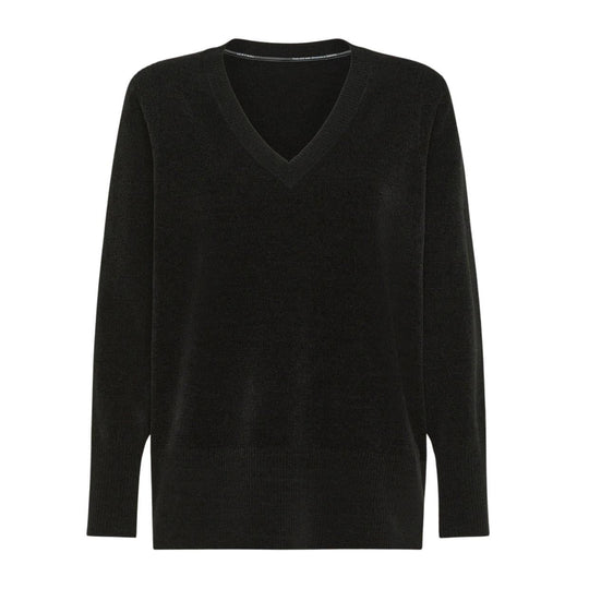 Women's RRD Velvet Vent V-Neck Sweater Black
