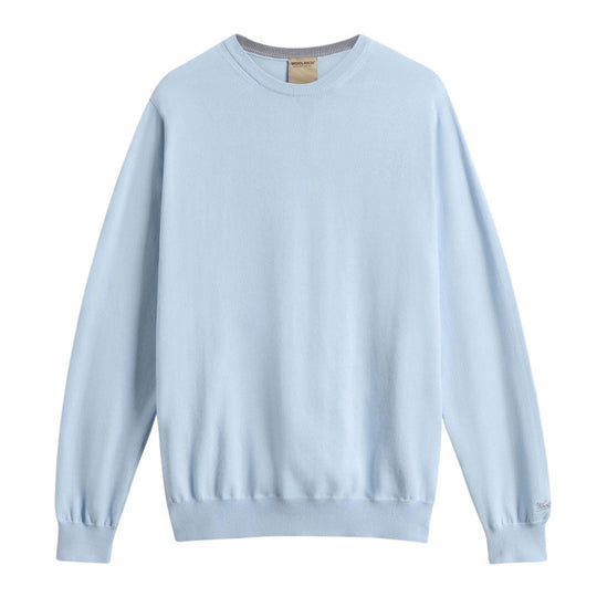 Maglia Uomo Woolrich Logo Cotton Crew Nack Celeste