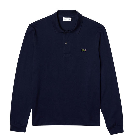 Polo Lacoste Klassische Passform Langarm Blau
