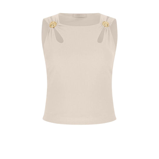 Crop Top Damen Guess Beige