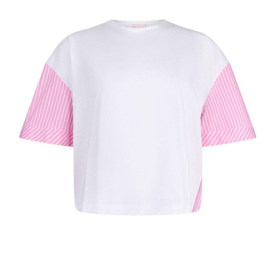 T-Shirt Donna Liu-Jo Bitessuto Manica 3/4 Rosa/Bianco