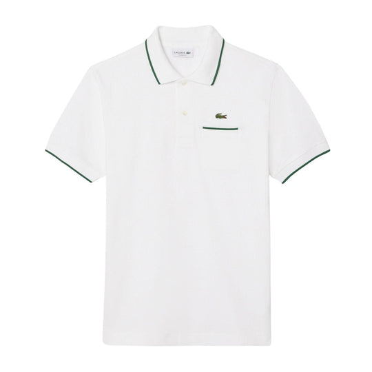 Men's Lacoste Polo Shirt in White / Green Contrast