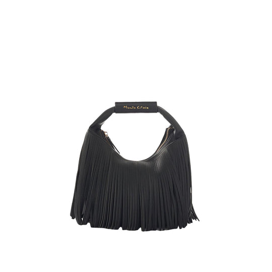 Damentasche Manila Grace Tasche Mini All Over Fransen Schwarz