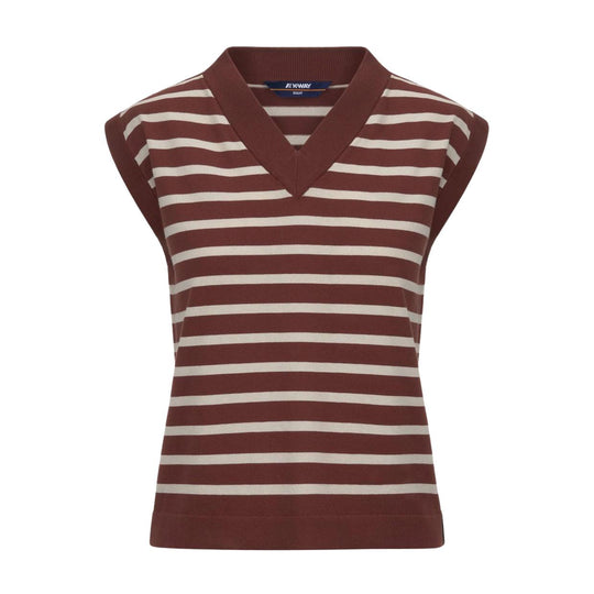 Gilet Maglia Donna K-Way Jener Stripes Rosso / Beige