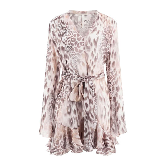 Mini Kleid Damen Guess Gürtel Chiffon Mehrfarbig