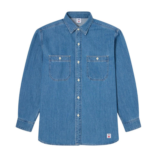 Herrenhemd Work Denim Check Denim Hell