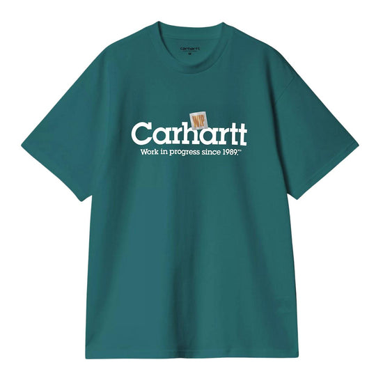 Men's T-shirt Carhartt WIP S/S Label Script Green / White