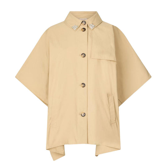 Damenjacke Liu-Jo Poncho Trench Mit Schmuckstickerei Sand
