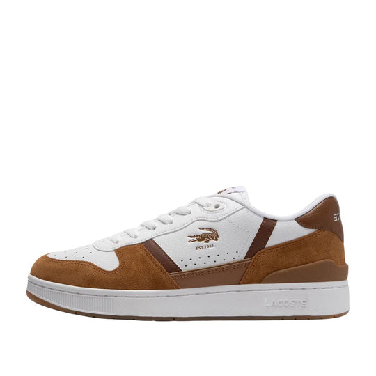 Scarpe Uomo Lacoste T-Clip Tabacco E Panna