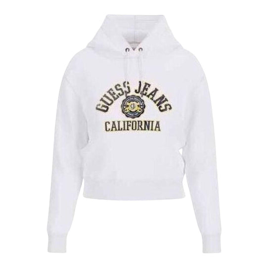 Damen Sweatshirt Guess Jeans Kapuze Weiß