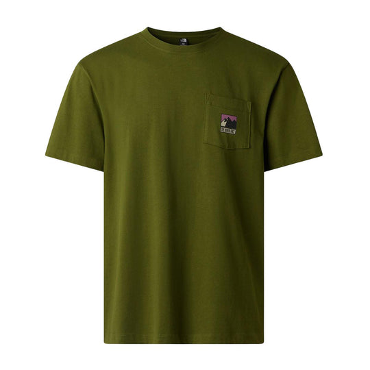T-Shirt Uomo The North Face M Mountain Logo Pocket Verde Militare