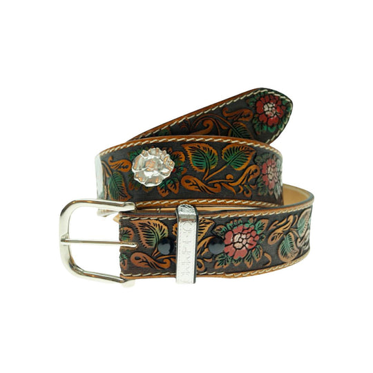 Cintura Unisex El Charro Stampa Fiori Rossi Marrone Multicolor