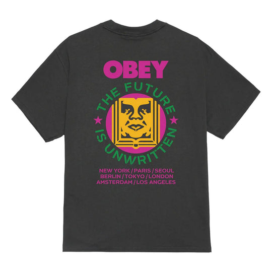 T-Shirt Uomo Obey Future Unwritten Reg Nero Lavato