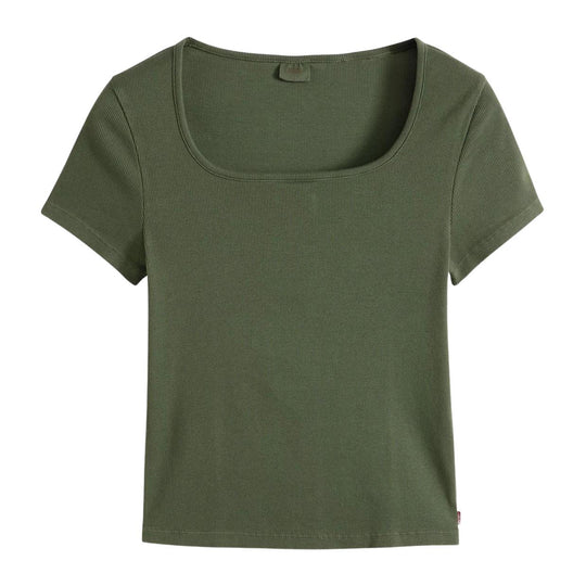 T-shirt Donna Levi'S Essential Con Scollo Squadrato Verde Militare