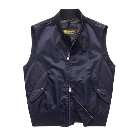 bomber collar sleeveless jacket