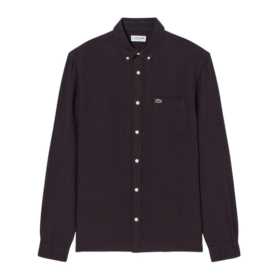 Herren Hemd Lacoste Regular Fit Leinen Braun