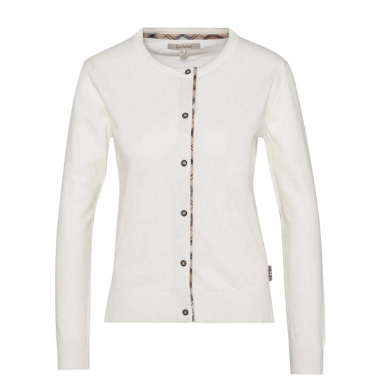 Damenpullover Barbour Bredon Weiß Creme / Hessian Tartan