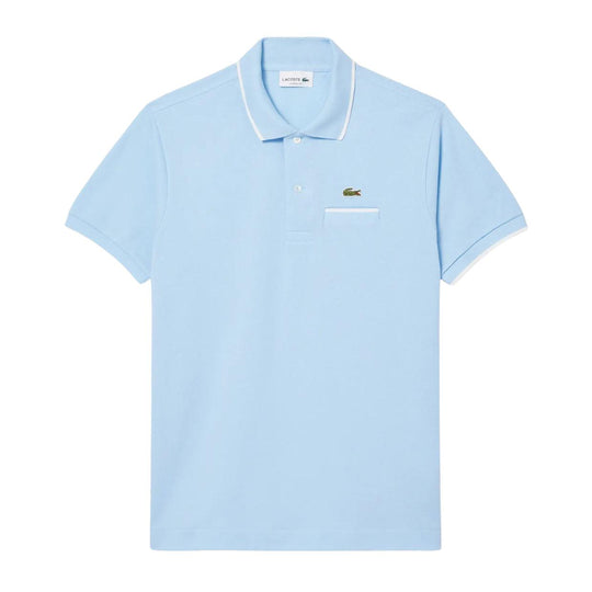 Herren Polo Lacoste in Kontrast Hellblau / Weiß