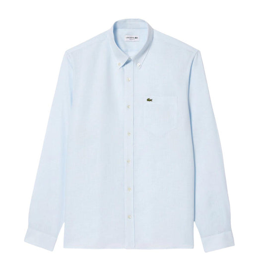 Lacoste Men's Linen Shirt Regular Fit Light Blue