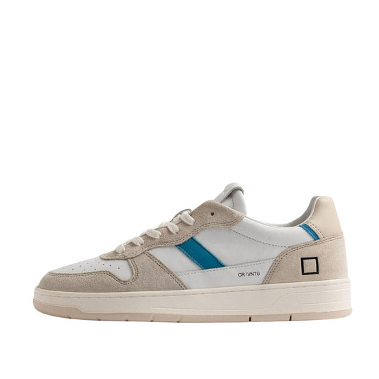 Sneakers Herren D.A.T.E. Court 2.0 Vintage Kalbsleder Weiß / Blau