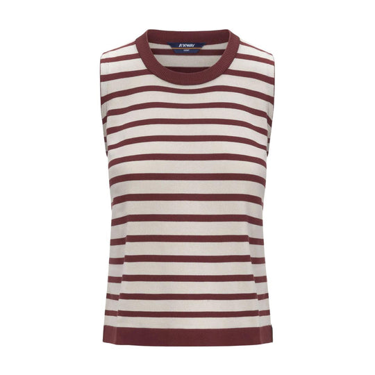 Gilet Maglia Donna K-Way Geri Stripes Rosso / Beige