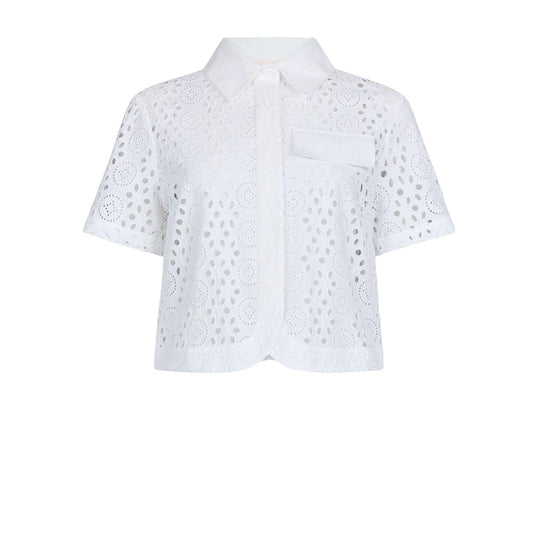 Liu-Jo Women's Cropped White Sangallo Shirt