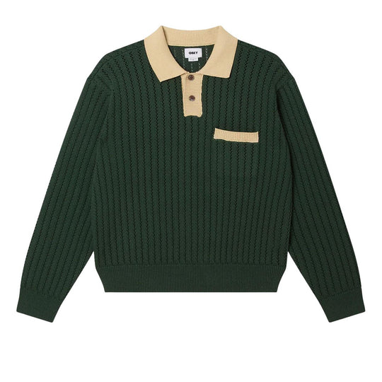 Maglia Uomo Obey Jasper Polo Sweat Verde/Tabacco