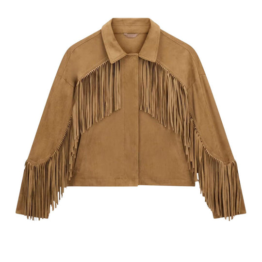 Giubbino Donna Guess Ibby Fringe Tabacco