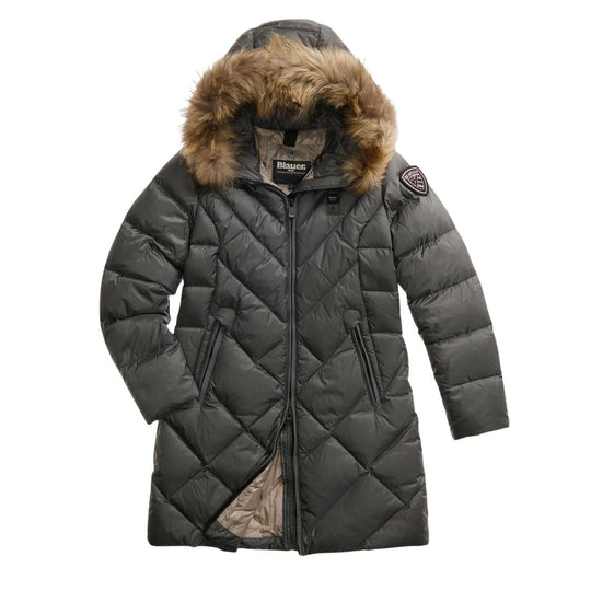 Piumino Lungo Donna Blauer Althea Grigio Scuro
