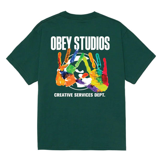 T-Shirt Uomo Obey Creative Service Dpt Verde