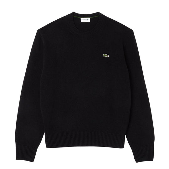 Maglione Uomo Lacoste Girocollo Lana Cardata Nero