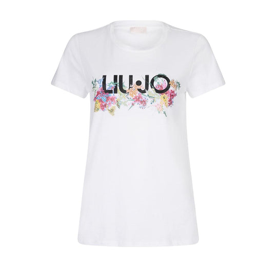 T-shirt Donna Liu-Jo Stampa Floreale Logo Bianco