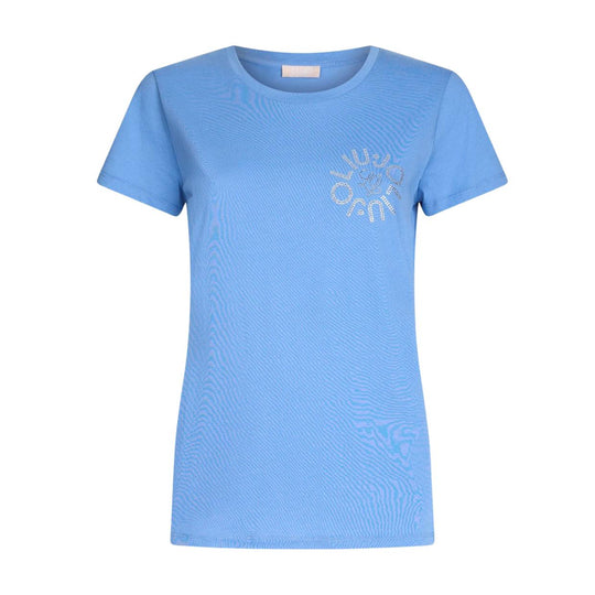 T-shirt Donna Liu-Jo Logo Strass Celeste