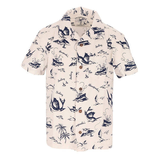 Herrenhemd Chesapeake's m/m Islamorada Weiß Creme / Marineblau