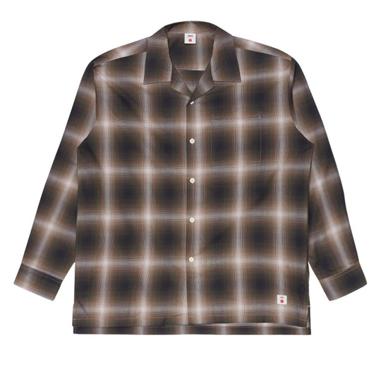 Camicia Uomo Edwin Open Collar Check Marrone/Grigio