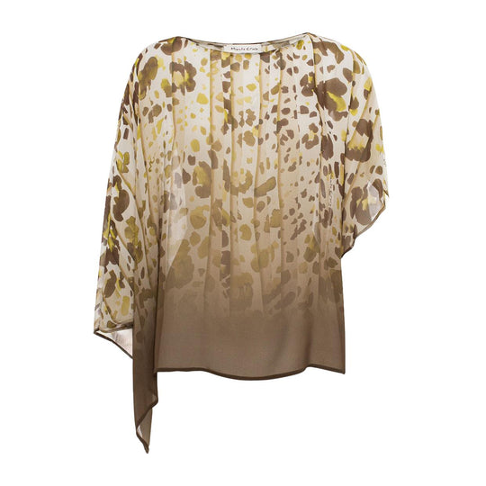 Camicia Donna Manila Grace Blusa Scatola Maculata Verde/Panna